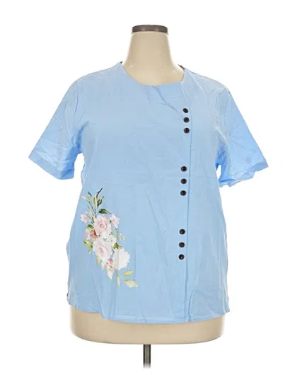 Pre-owned Unbranded Short Sleeve Blouse In Blue