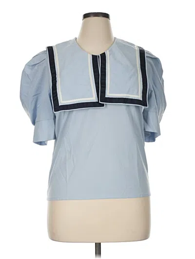 Pre-owned Unbranded Short Sleeve Blouse In Blue