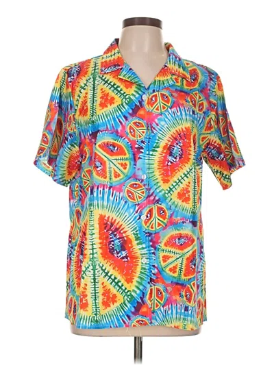 Pre-owned Unbranded Short Sleeve Blouse In Blue