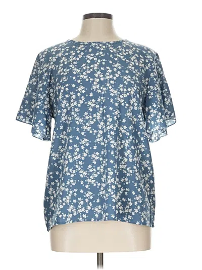 Pre-owned Unbranded Short Sleeve Blouse In Blue