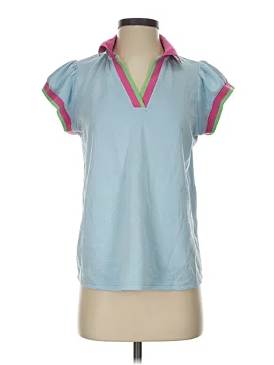 Pre-owned Unbranded Short Sleeve Blouse In Blue