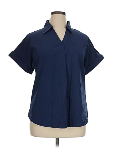 Pre-owned Unbranded Short Sleeve Blouse In Blue