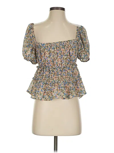 Pre-owned Unbranded Short Sleeve Blouse In Blue
