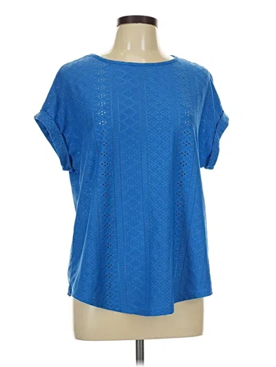 Pre-owned Unbranded Short Sleeve Blouse In Blue