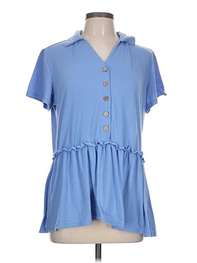 Pre-owned Unbranded Short Sleeve Blouse In Blue
