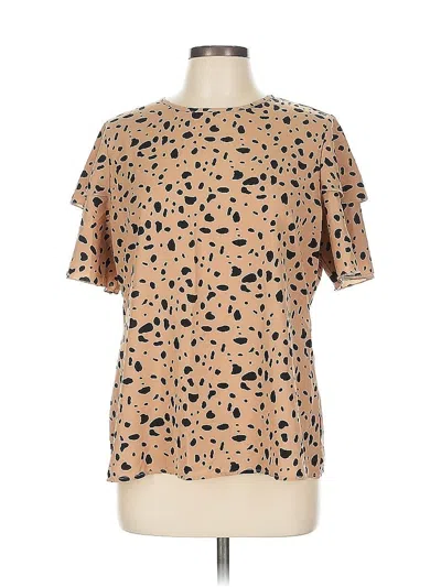 Pre-owned Unbranded Short Sleeve Blouse In Brown