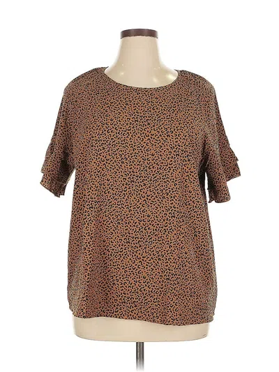 Pre-owned Unbranded Short Sleeve Blouse In Brown