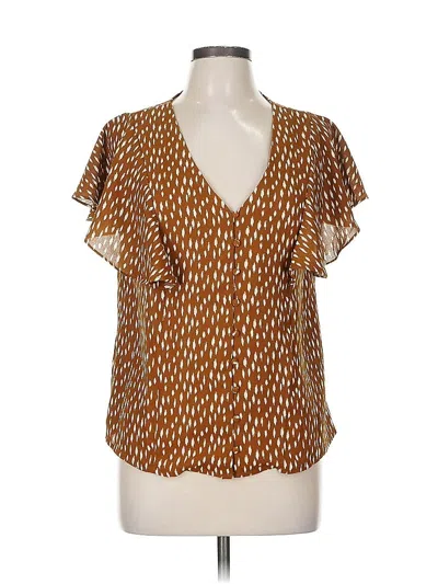 Pre-owned Unbranded Short Sleeve Blouse In Brown