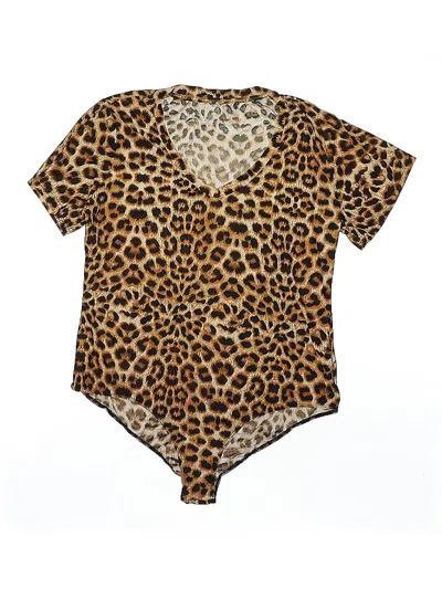 Pre-owned Unbranded Short Sleeve Blouse In Brown