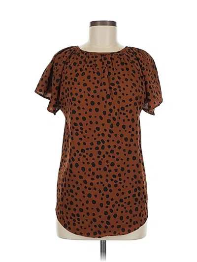 Pre-owned Unbranded Short Sleeve Blouse In Brown