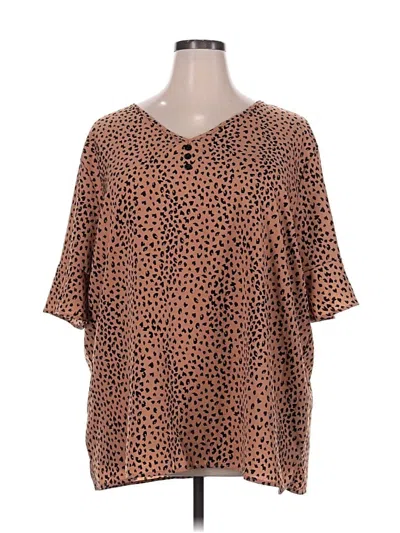 Pre-owned Unbranded Short Sleeve Blouse In Brown