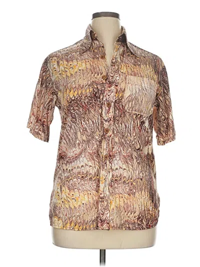 Pre-owned Unbranded Short Sleeve Blouse In Brown