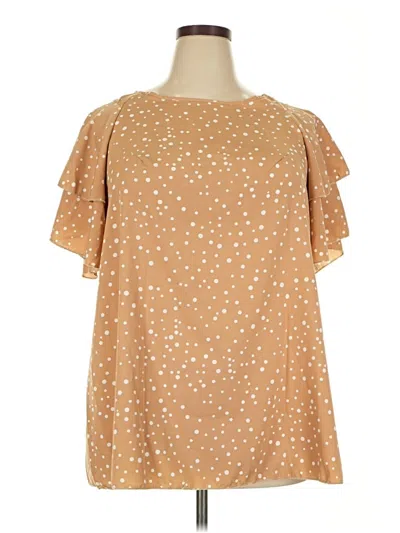 Pre-owned Unbranded Short Sleeve Blouse In Brown