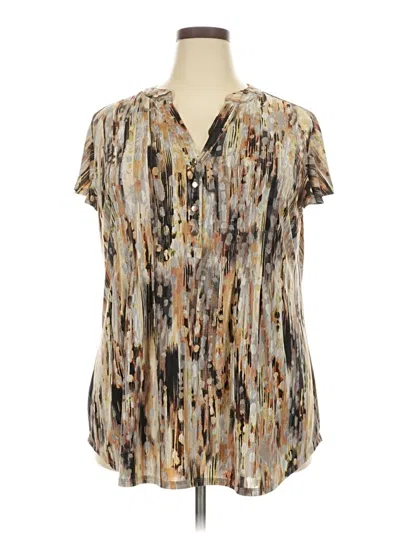 Pre-owned Unbranded Short Sleeve Blouse In Brown