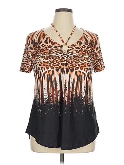 Pre-owned Unbranded Short Sleeve Blouse In Brown