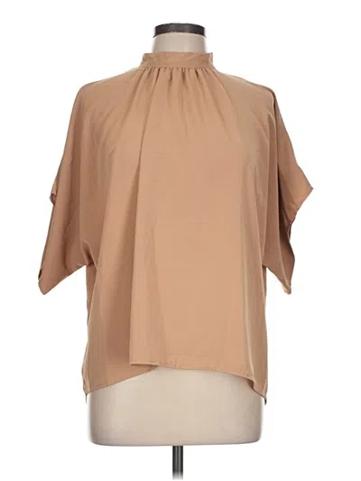 Pre-owned Unbranded Short Sleeve Blouse In Brown