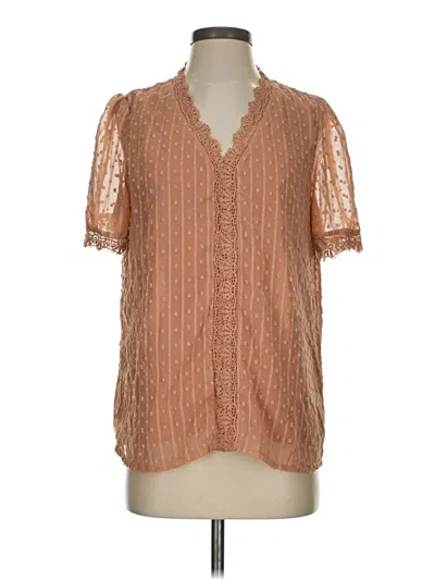 Pre-owned Unbranded Short Sleeve Blouse In Brown