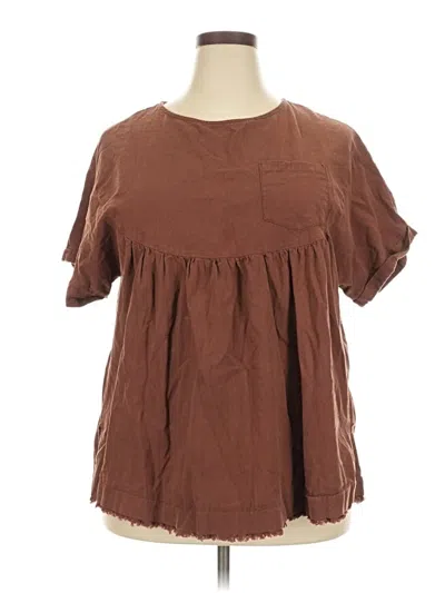 Pre-owned Unbranded Short Sleeve Blouse In Brown