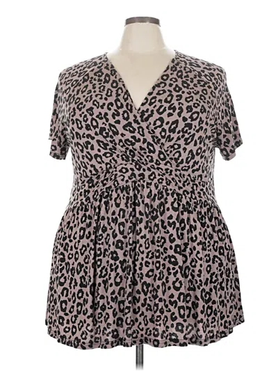 Pre-owned Unbranded Short Sleeve Blouse In Brown