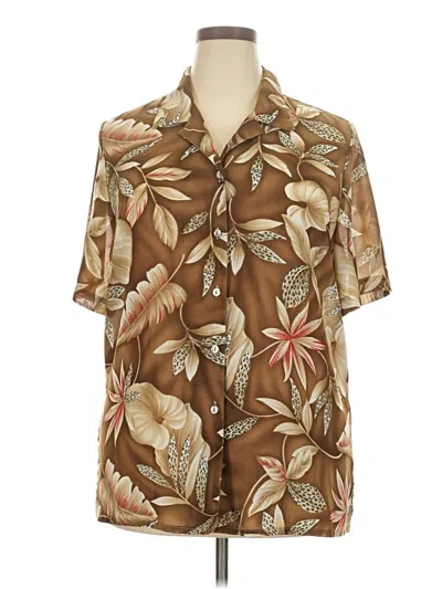 Pre-owned Unbranded Short Sleeve Blouse In Brown