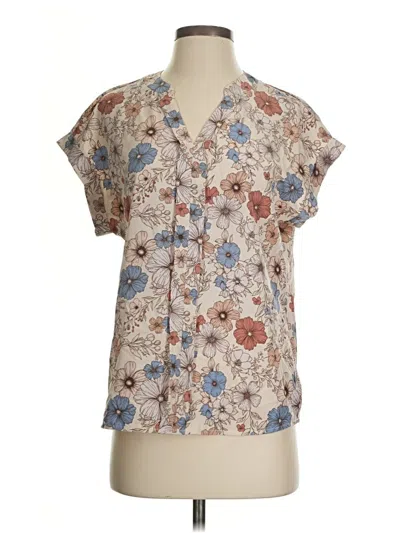 Pre-owned Unbranded Short Sleeve Blouse In Brown