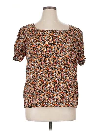 Pre-owned Unbranded Short Sleeve Blouse In Brown