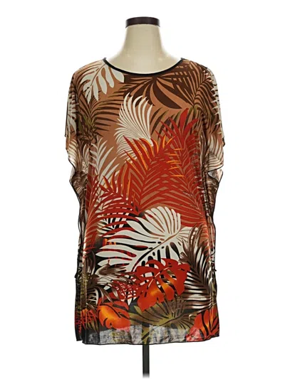 Pre-owned Unbranded Short Sleeve Blouse In Brown