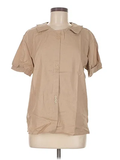 Pre-owned Unbranded Short Sleeve Blouse In Brown