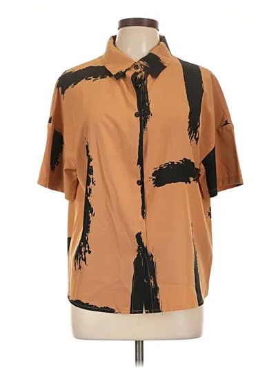 Pre-owned Unbranded Short Sleeve Blouse In Brown
