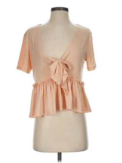 Pre-owned Unbranded Short Sleeve Blouse In Brown