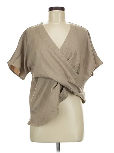 Pre-owned Unbranded Short Sleeve Blouse In Brown