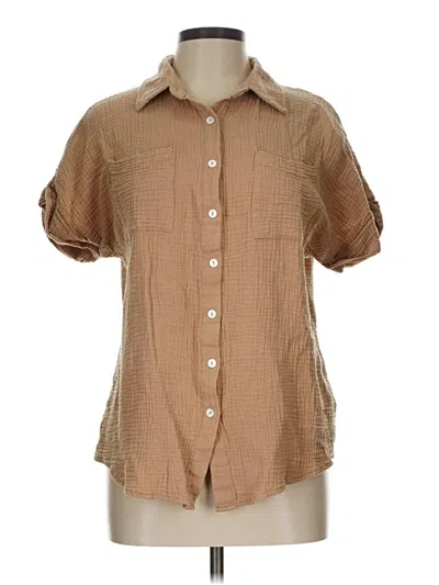 Pre-owned Unbranded Short Sleeve Blouse In Brown