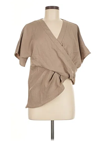Pre-owned Unbranded Short Sleeve Blouse In Brown