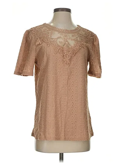 Pre-owned Unbranded Short Sleeve Blouse In Brown