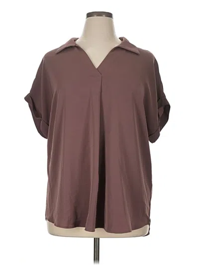 Pre-owned Unbranded Short Sleeve Blouse In Brown