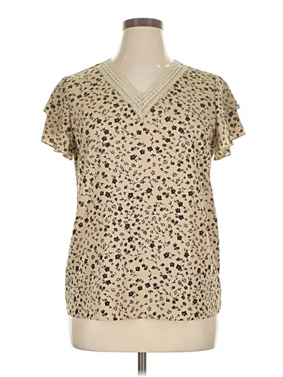 Pre-owned Unbranded Short Sleeve Blouse In Brown
