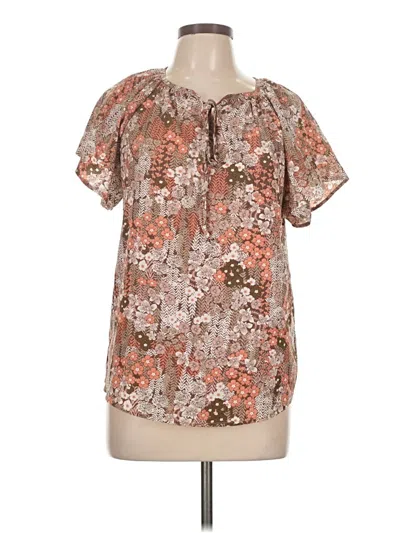 Pre-owned Unbranded Short Sleeve Blouse In Brown