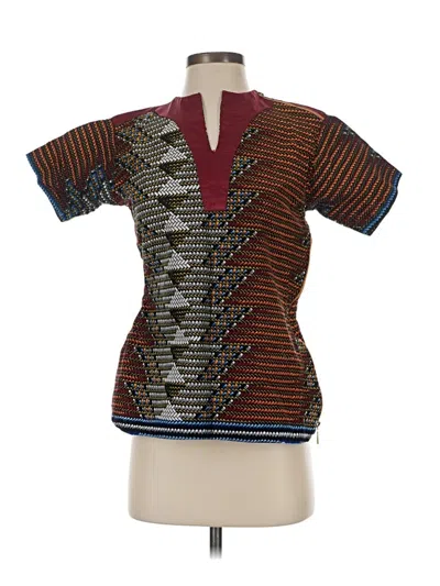 Pre-owned Unbranded Short Sleeve Blouse In Brown
