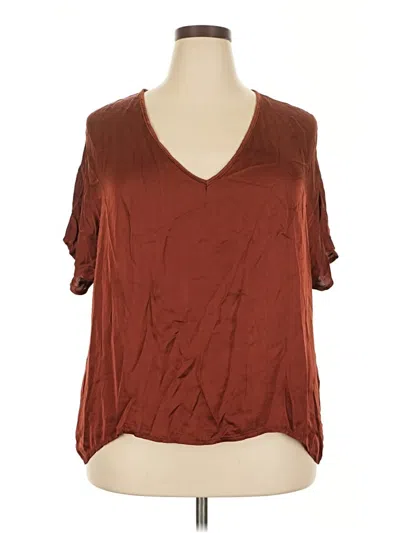 Pre-owned Unbranded Short Sleeve Blouse In Brown