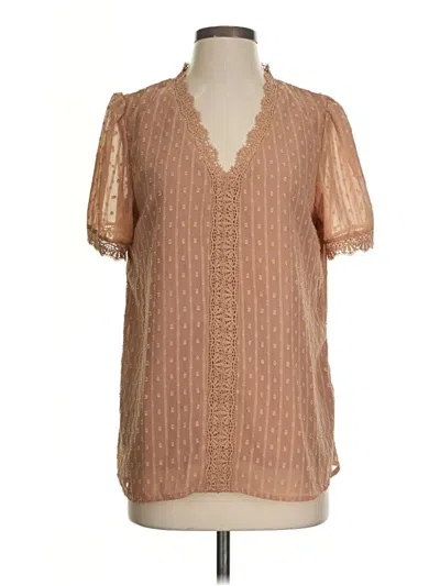 Pre-owned Unbranded Short Sleeve Blouse In Brown