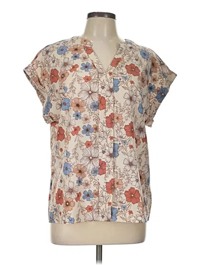 Pre-owned Unbranded Short Sleeve Blouse In Brown