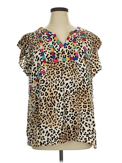 Pre-owned Unbranded Short Sleeve Blouse In Brown