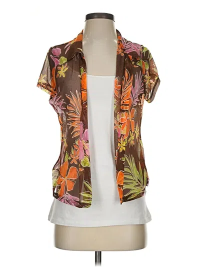 Pre-owned Unbranded Short Sleeve Blouse In Brown