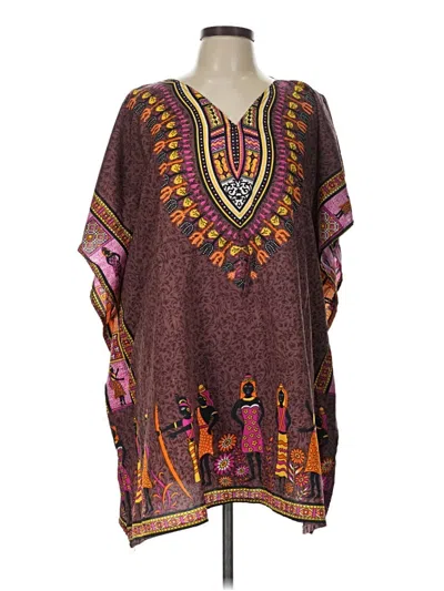 Pre-owned Unbranded Short Sleeve Blouse In Brown