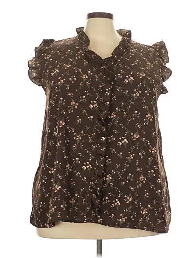 Pre-owned Unbranded Short Sleeve Blouse In Brown