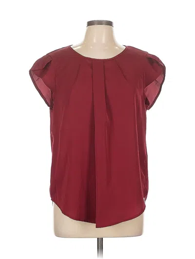 Pre-owned Unbranded Short Sleeve Blouse In Burgundy
