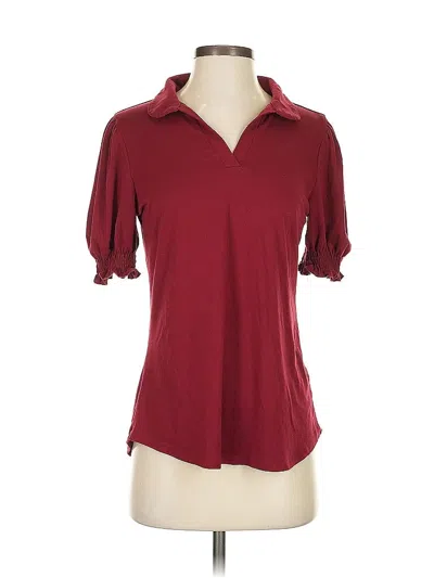 Pre-owned Unbranded Short Sleeve Blouse In Burgundy