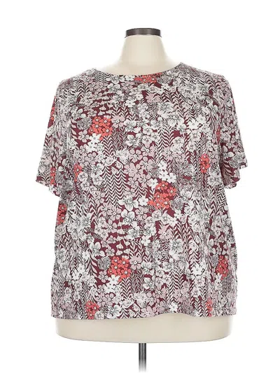 Pre-owned Unbranded Short Sleeve Blouse In Burgundy