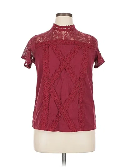 Pre-owned Unbranded Short Sleeve Blouse In Burgundy