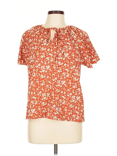 Pre-owned Unbranded Short Sleeve Blouse In Burgundy